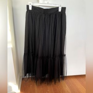 Black tulle midi skirt